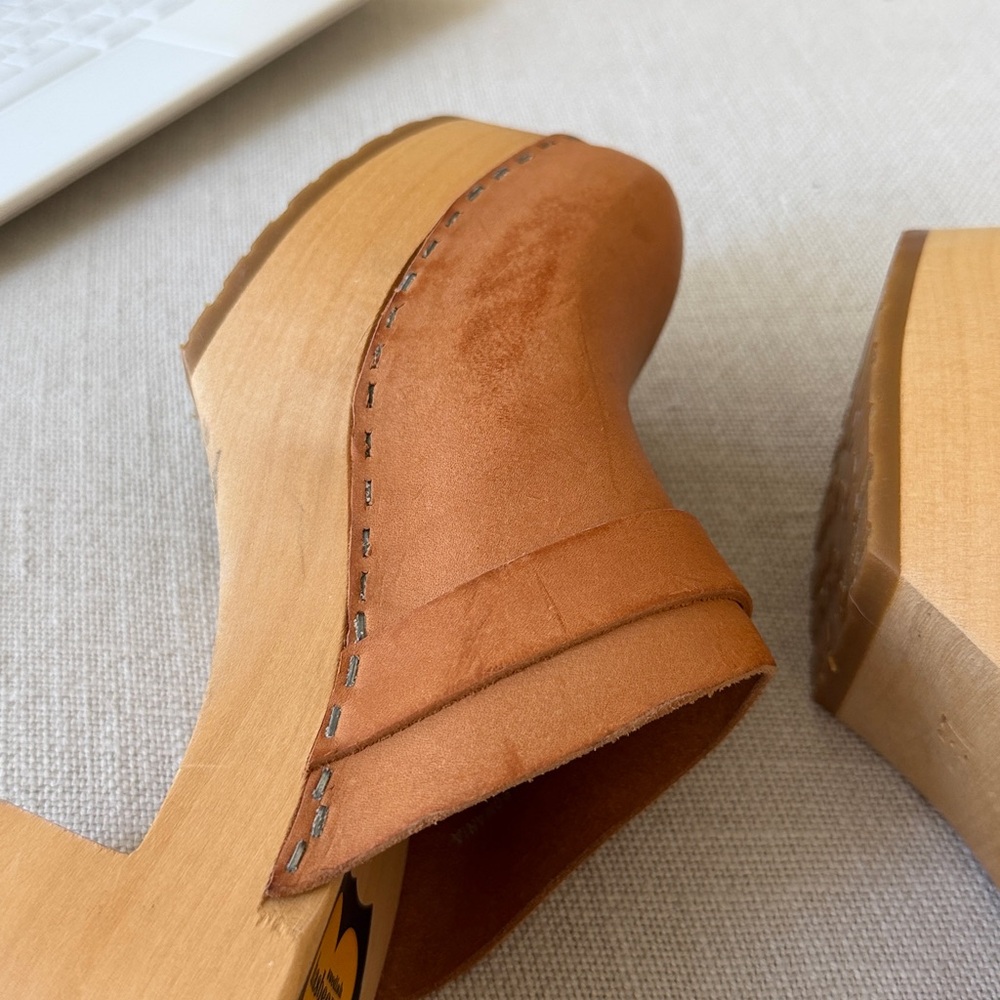 Free People Swedish Hasbeens NWT Louise Slip In Nature Clog Sandal Retro Love 🌸 - Picture 12 of 14
